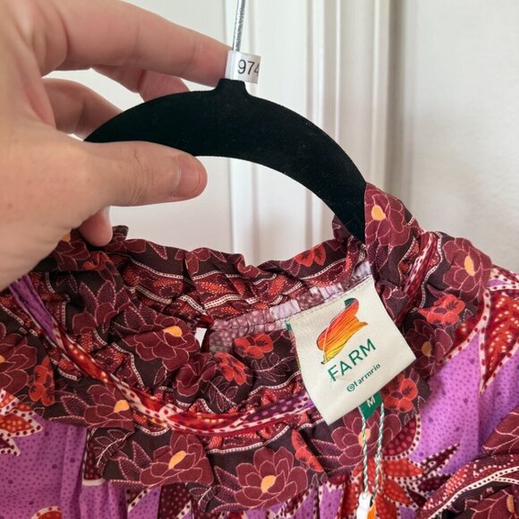 Farm Rio x Anthropologie Sweet Floral Midi Dress Lilac/ Purple Belted Size M NWT - Picture 4 of 6